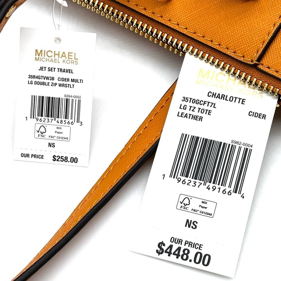 Michael Kors Large Charlotte Tote Bag & Double Zip Wallet Wristlet Cider (NWT) - Picture 15 of 15